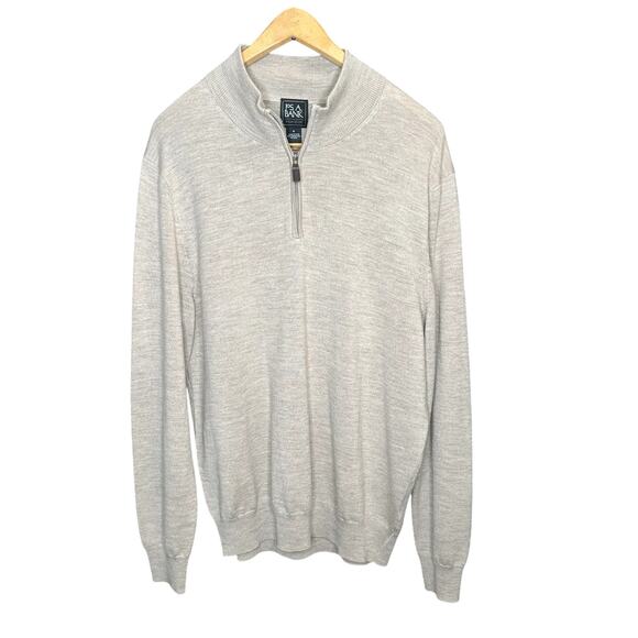 Jos A Bank Tan Merino Wool Quarter Zip Pullover XL - Picture 1 of 7